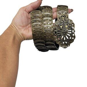 Vtg Filagree Bronze Victorian Rival Snake‎ Scale Stretch Belt Sz M/L Renaissance